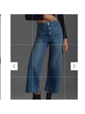 Anthropologie Pilero The Skipper Jean High Rise Crop Wide Leg Sz 32 NEW